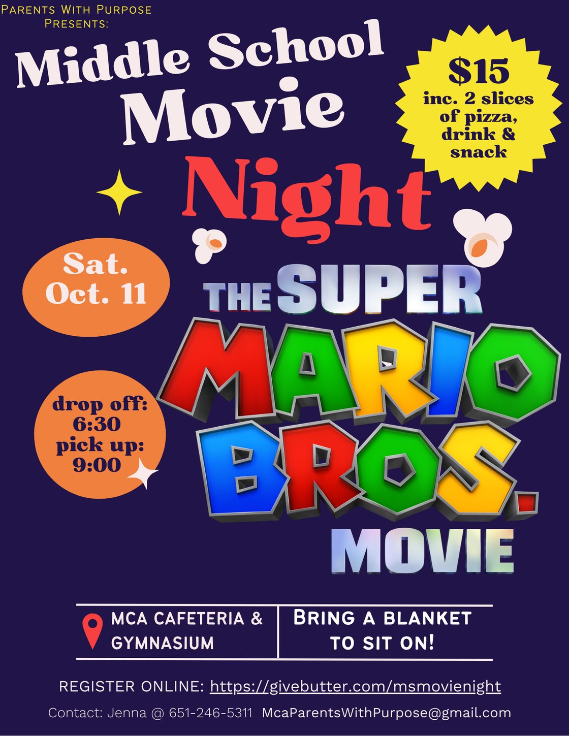 2025 Middle School Movie Night Flyer (8.5 x 11 in)
